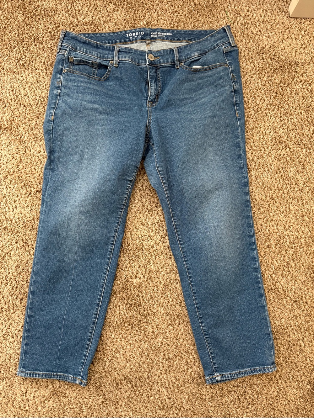 torrid Medium Blue Perfect Boyfriend Ankle Vintage Stretch Jeans